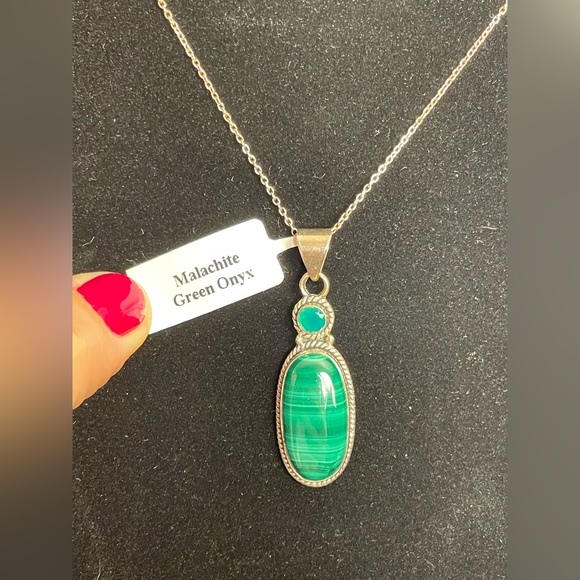Jewelry - Malachite Green Onyx | 925 Sterling Silver Necklace | Made in India